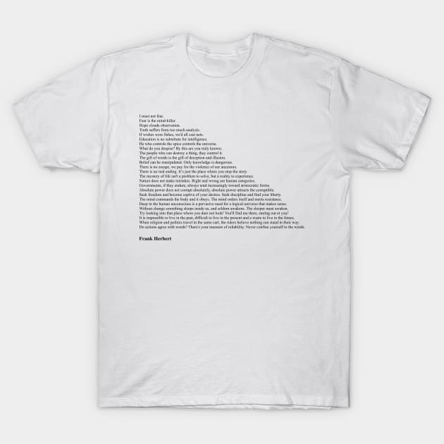 Frank Herbert Quotes T-Shirt by qqqueiru